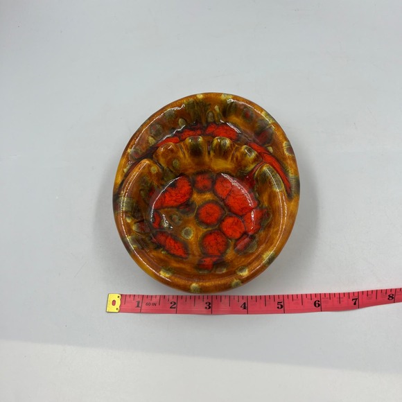 Vintage Splatter Painted Handmade Glazed Ceramic Ash Tray Cottage Core Boho MCM - Picture 3 of 11